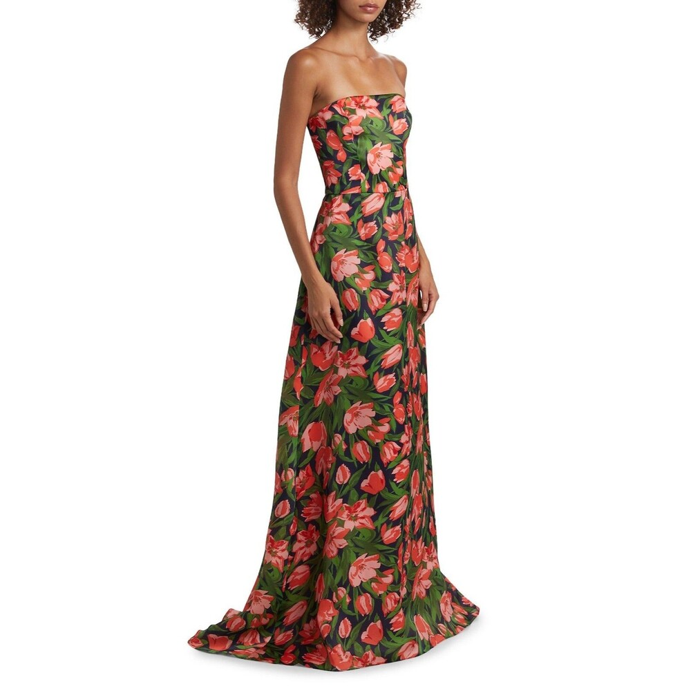 $4990 Carolina Herrera Women's Floral Strapless A-Line Gown Maxi Dress Size 10